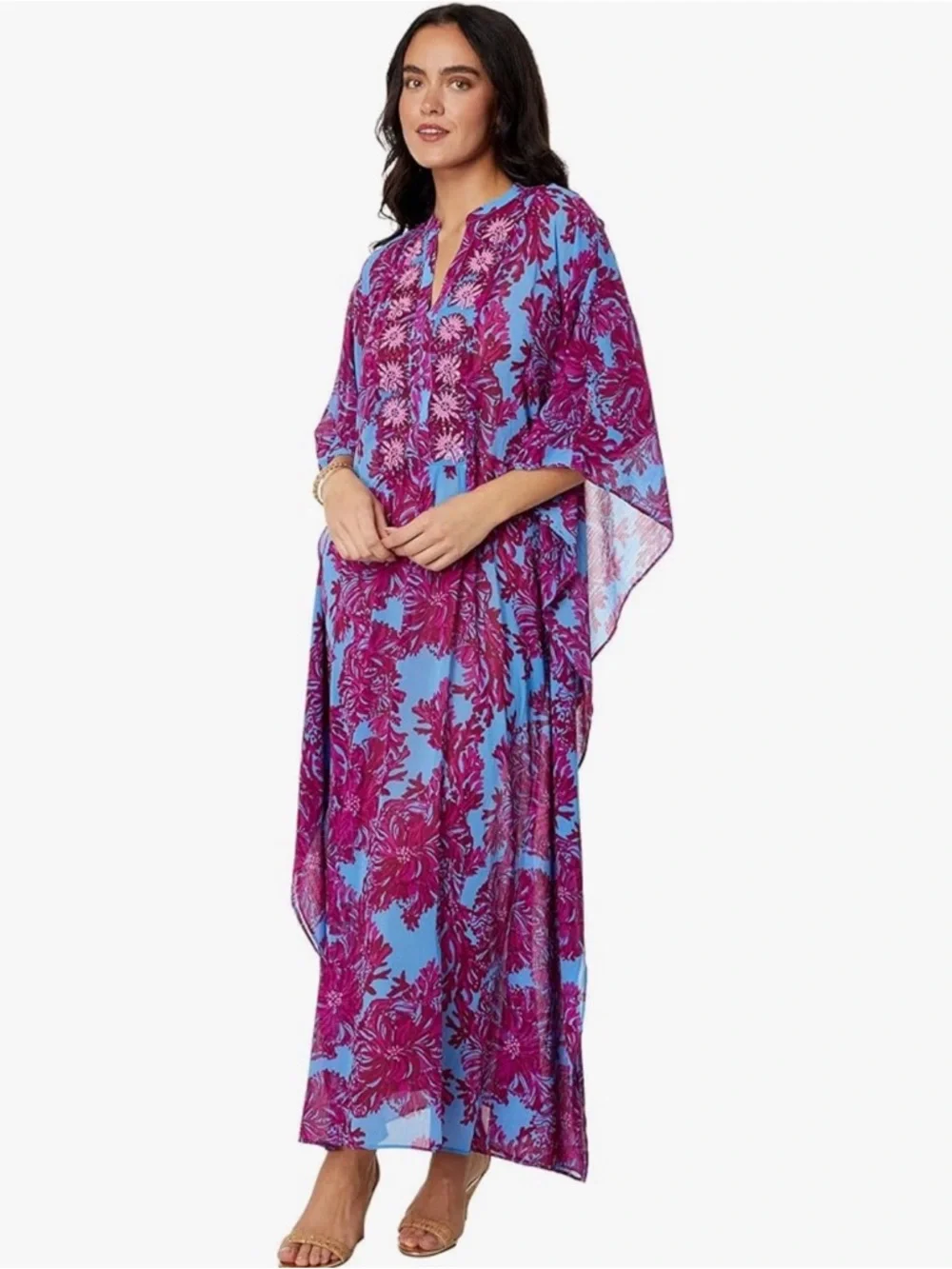 Lilly Pulitzer Julieta maxi caftan abaco blue feels like a shellebrity xxs-small - Picture 5 of 9
